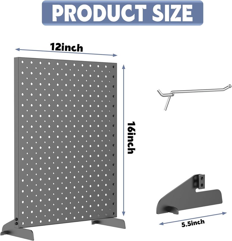 WALMANN Metal Tabletop Pegboard Display Stand for Craft Shows, 12" x 16" Countertop Peg Board with Hooks for Jewelry & Accessories (Black, 2-Pack) - Image 3